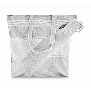 Beach bag with hammam towel, grey