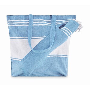 Beach bag with hammam towel, turquoise