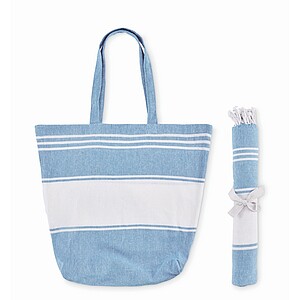Beach bag with hammam towel, turquoise