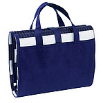 Beach mat "Marina" with inflatable cushion as bag,colour white, blue