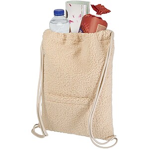 Bear GRS recycled sherpa drawstring backpack 9L, natural