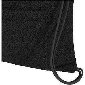 Bear GRS recycled sherpa drawstring backpack 9L, solid black