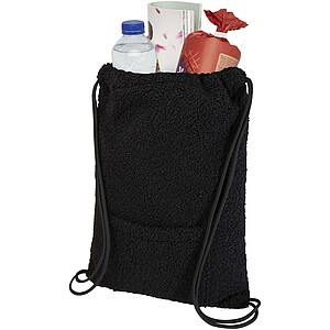 Bear GRS recycled sherpa drawstring backpack 9L, solid black