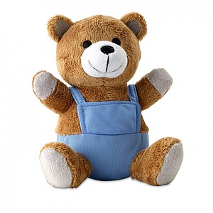 Bear plush w/ advertising pants, blue