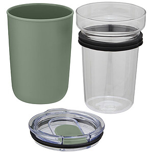 Bello 420 ml glass tumbler with recycled plastic outer wall