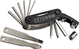 Bicycle repair kit, 17 pieces, black