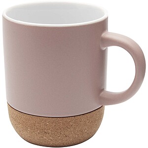 Billie 300 ml ceramic mug with cork details and matt finish, dusty pink
