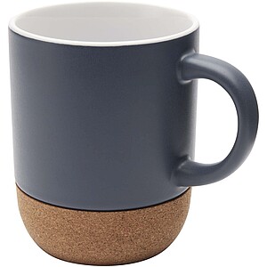 Billie 300 ml ceramic mug with cork details and matt finish, ice blue