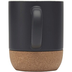 Billie 300 ml ceramic mug with cork details and matt finish, solid black