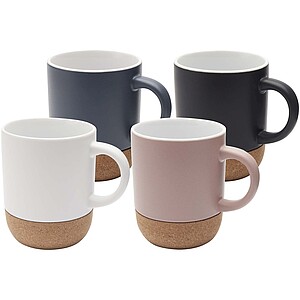 Billie 300 ml ceramic mug with cork details and matt finish, solid black