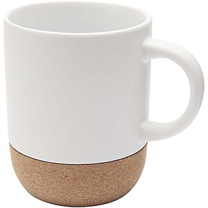 Billie 300 ml ceramic mug with cork details and matt finish, white
