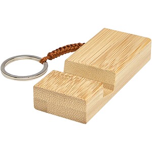 Bosona bamboo phone holder with keychain, wood