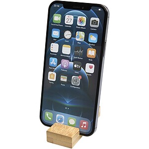 Bosona bamboo phone holder with keychain, wood