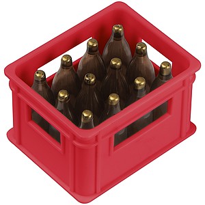 Bottle opener in the shape of a beer crate
