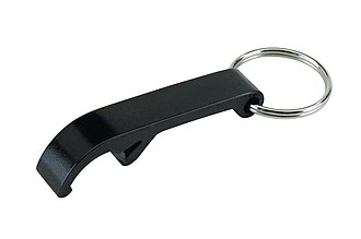 Bottle opener "Open" with key ring,colour black