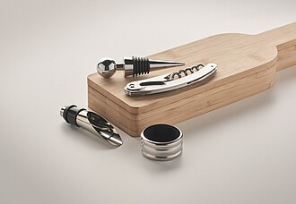 Bottle shape wine set in bamboo case