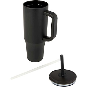 Brady 900 ml RCS certified insulated tumbler with silicone straw, solid black