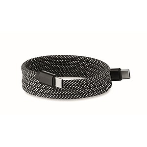 Braided magnetic cable in RPET, white/black