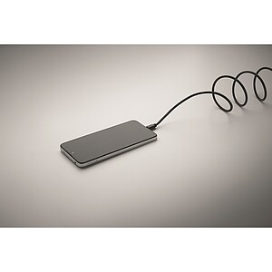 Braided magnetic cable in RPET, white/black