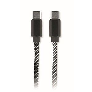 Braided magnetic cable in RPET, white/black