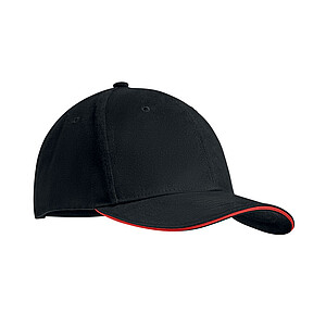 Brushed heavy cotton 6 panel Ba, black/red