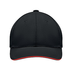 Brushed heavy cotton 6 panel Ba, black/red