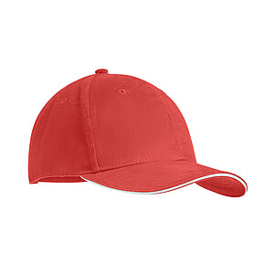 Brushed heavy cotton 6 panel Ba, white/red