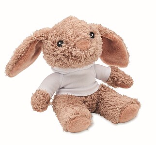 Bunny plush wearing a hoodie