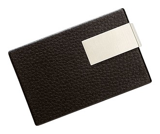 Business card holder "Cool cards" with S/S plate,colour black, silver