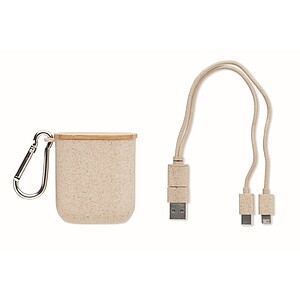 Cable set in case, beige