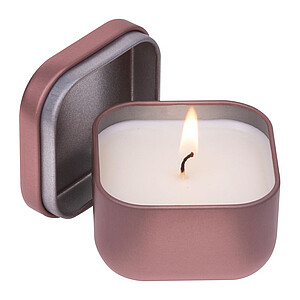 Candle in a metal tin, rose gold