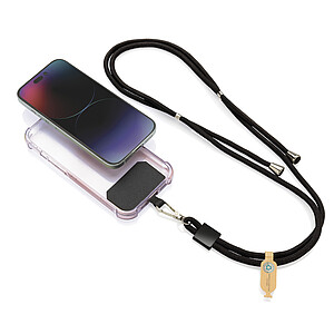 CarryLoop RCS recycled PET adjustable phone holder lanyard, black