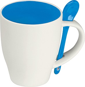 Ceramic cup with a spoon, blue