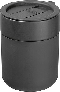 Ceramic drinking cup with silicone sleeve, 340ml, anthracite