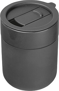 Ceramic drinking cup with silicone sleeve, 340ml, anthracite