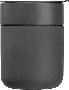 Ceramic drinking cup with silicone sleeve, 340ml, anthracite