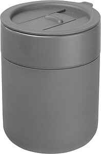 Ceramic drinking cup with silicone sleeve, 340ml, grey