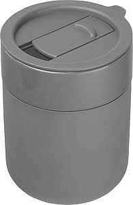 Ceramic drinking cup with silicone sleeve, 340ml, grey