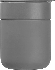 Ceramic drinking cup with silicone sleeve, 340ml, grey