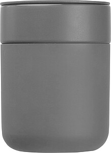 Ceramic drinking cup with silicone sleeve, 340ml, grey