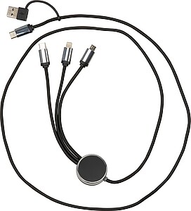 Charging cable with a light function, black