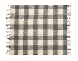 Chequered design mohair feel RPET polyester blanket