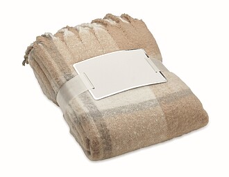 Chequered design mohair feel RPET polyester blanket