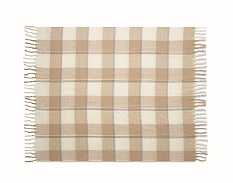 Chequered design mohair feel RPET polyester blanket