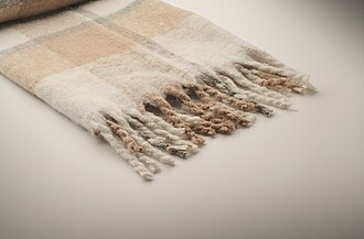 Chequered design mohair feel RPET polyester blanket