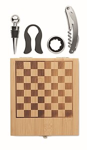 Chess board wine set in bamboo box
