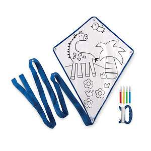 Childrens kite in polyester with 4 markers.