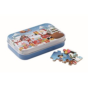 Christmas puzzle in tin box