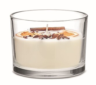 Cinnamon and citrus fragranced plant based wax candle