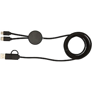 Citala 5-in-1 recycled plastic 150 cm data sync and 27W fast charge cable, solid black